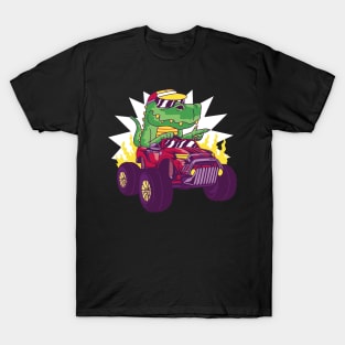 t-rex-dinosaur-driving-car T-Shirt